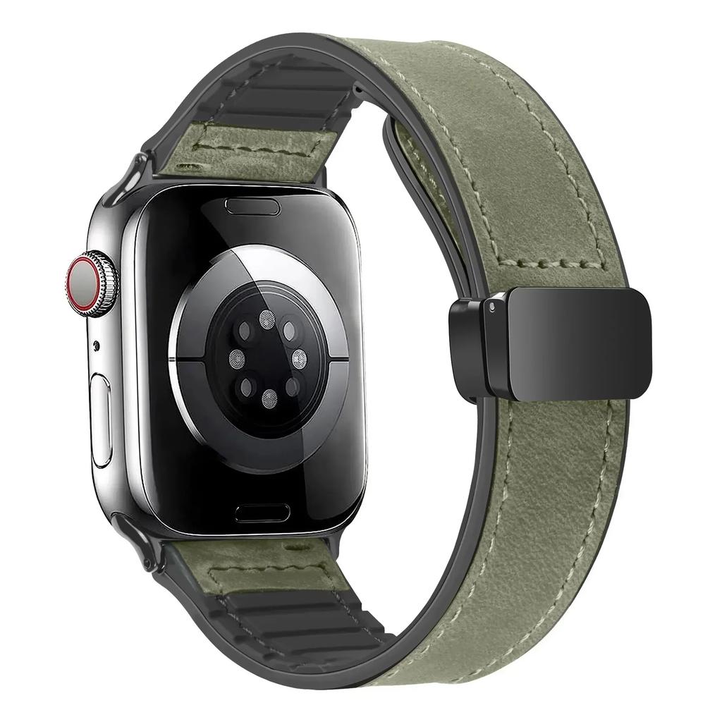 Strap for Apple Watch Band 45mm 44mm 40mm 42 41mm Ultra 49mm Leather+Silicone Bracelet Correa iWatch Series 9 8 7 6 5SE