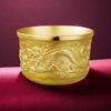 New Dragon Phoenix Golden Tea Cup - Gold Sand Carved Design, Perfect Gift for Elders