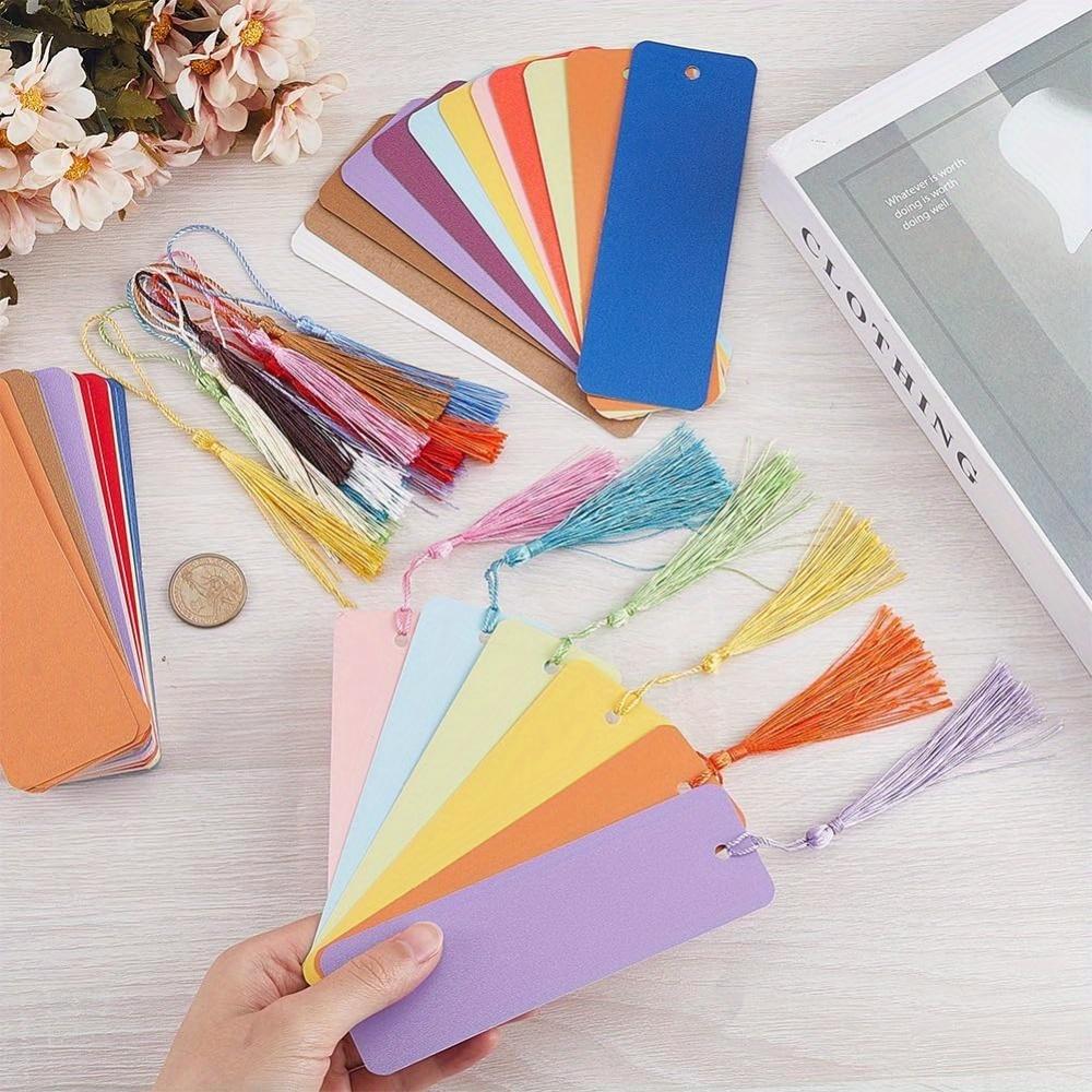 100Pcs 10Colors Bookmarks Cardstock Blank Bookmarks To Decorate Rectangle Kraft Paper Card Decor for DIY Craft Projects, No Tassels