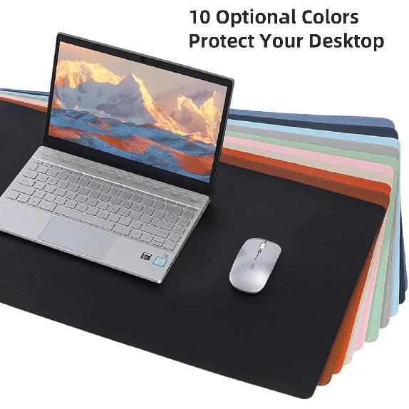 Leather Desk Pad Blotter,Wolaile 36x17 inch Big Keyboard Mouse Pad,Waterproof Non-Slip Writing Desk Computer Mat Desktop Protector for Office