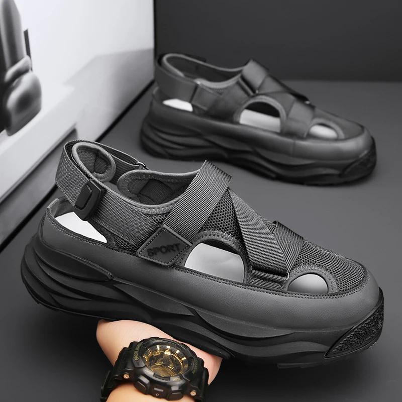 Fashion 2025 NEW Height Platform Street Male Shoes Non-slip Thick Soled Sports Slides Light Outdoor Hiking Shoes Summer Men's Sandals