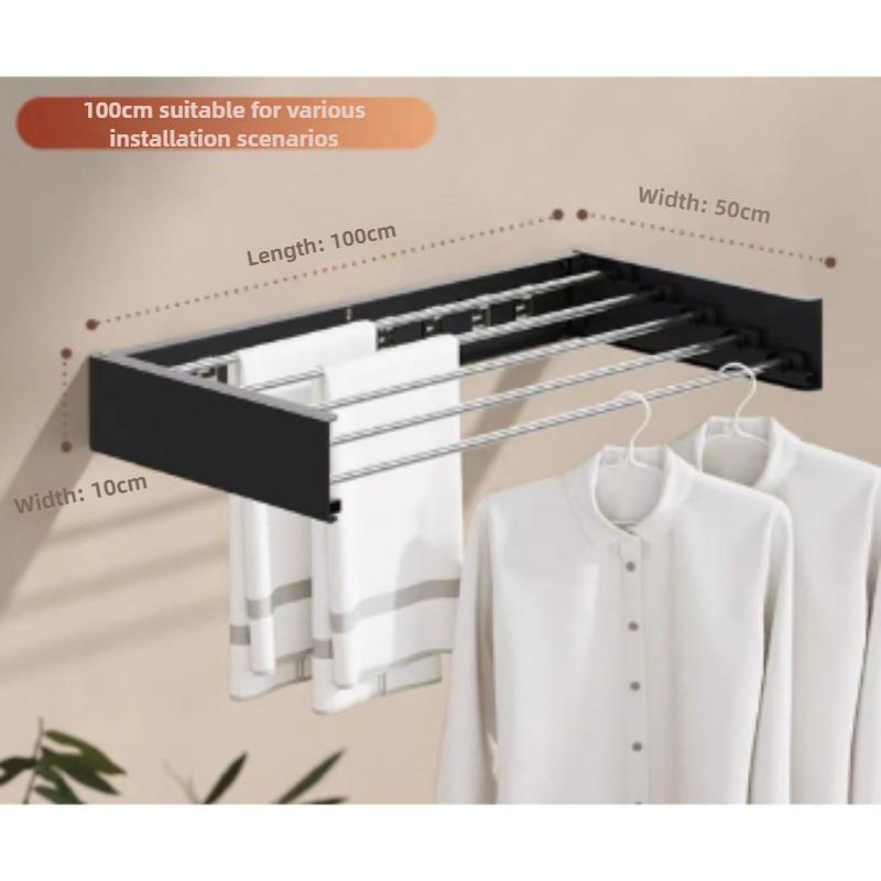 

Складная вешалка для одежды на балконе, бытовая сушилка из нержавеющей стали, настенное скрытое устройство для сушки 100CM Black