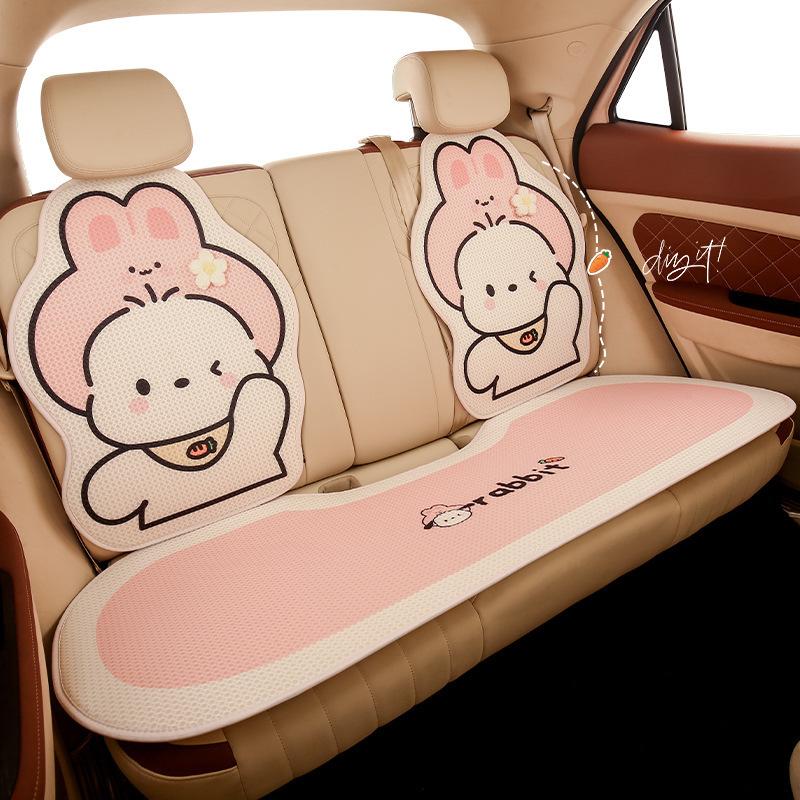 Cute Dog Car Seat Cushion Universal Four Seasons Breathable Half Pack Cartoon Rear Single Seat Cover Seat Accessories