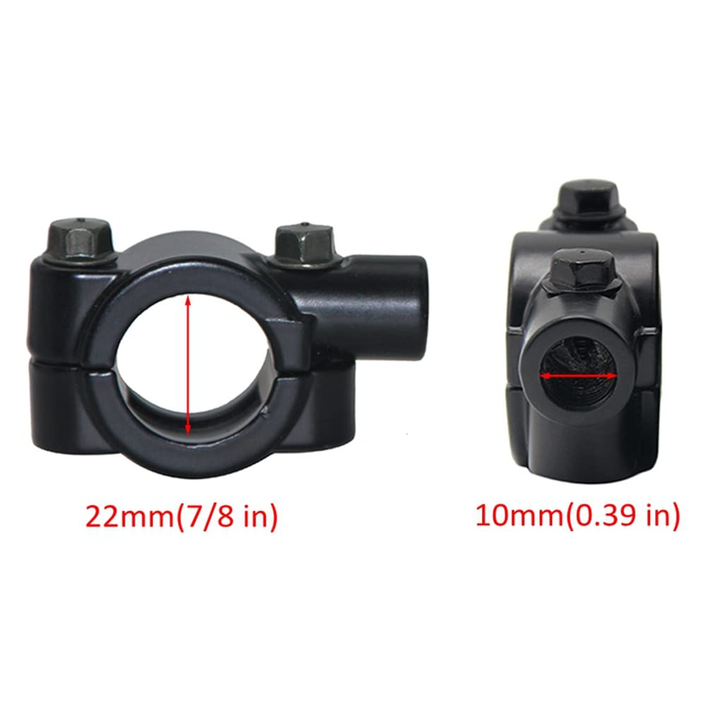 ELIFEPARTS Motorcykelspegelfäste Klämma Monteringsklämma Spegelhållare 0,4 tum (10 mm) Positiv skruv Spegelapplikation Svart