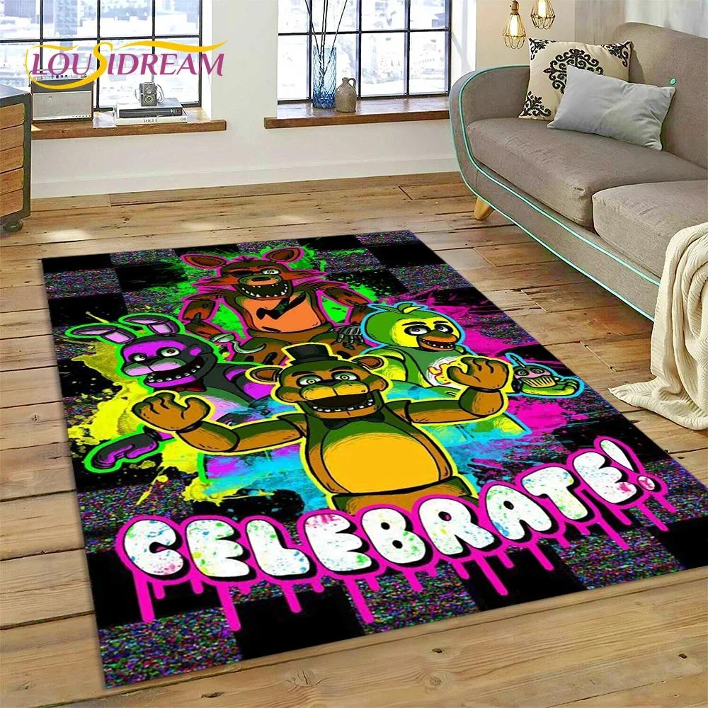 3D Hororová hra FNAF-F Freddy Koberec pro Obývací pokoj Ložnici Domácí Dekorace na Pohovku, Koberec do Dětského Herního Koutku Protiskluzová Podložka Dárek