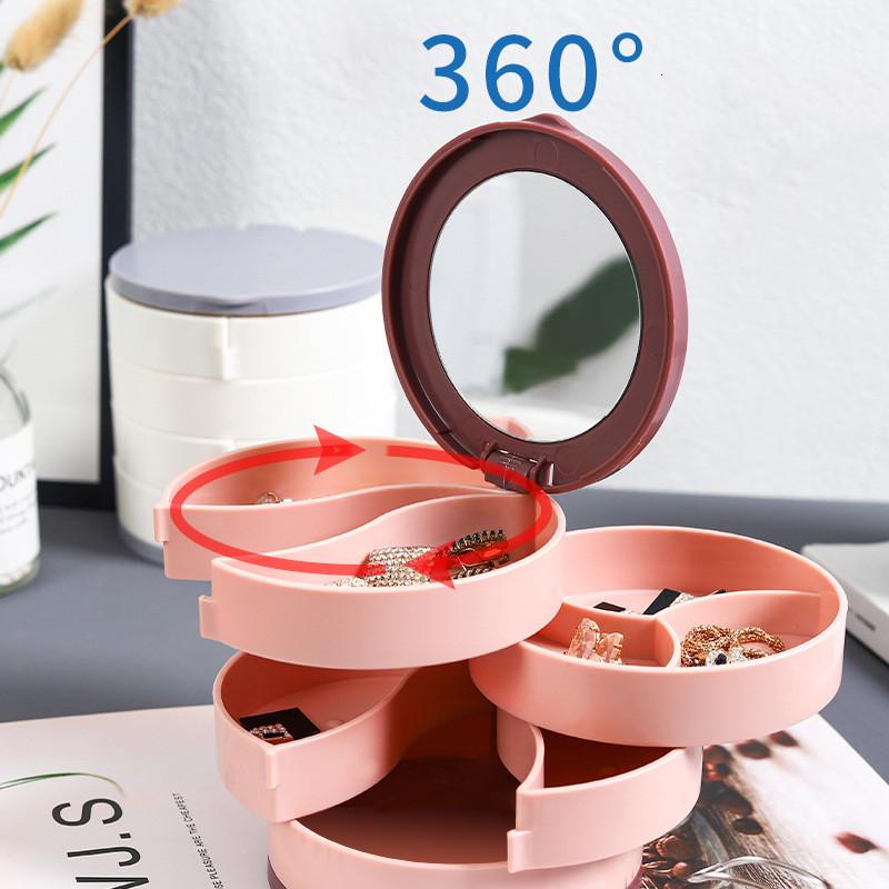 Jewelry Organizer Display Box 360° Rotatable Jewelry Box Portable Jewelry Case Necklace Earrings Ring Bracelet Storage Box Case