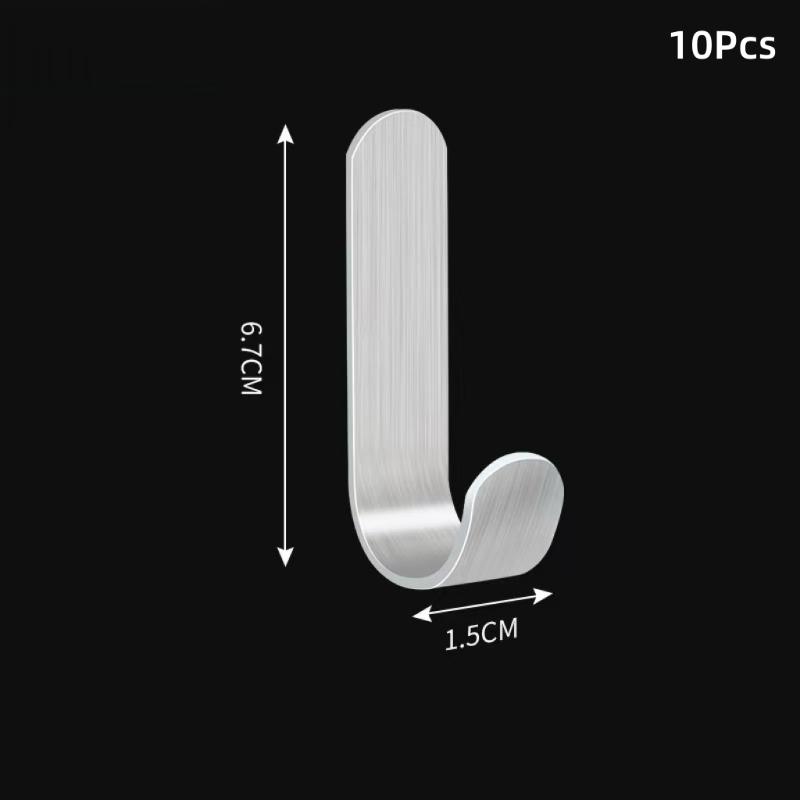 10Pcs Heavy Duty Adhesive Hooks No Drill Wall Hooks For Bathroom Kitchen Bedroom Towel Coat Hat Bag Hanging Organizer