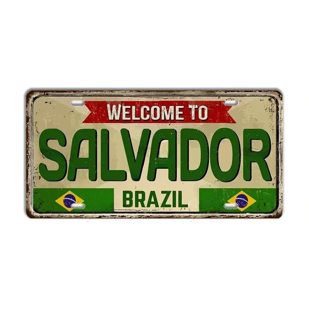 Vintage BRAZIL Landmark License Plate Rio De Janeiro Metal Sign City State Decorative Car Plate Bar Pub Garage Club Wall Decor