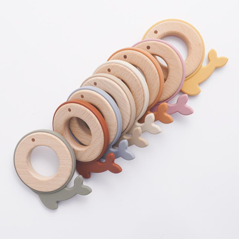 1Pcs Baby Teether Toy Cartoon Dolphin Shape Silicone Teether For Baby Chewing Teething Toy Kids Sensory Educational Toy