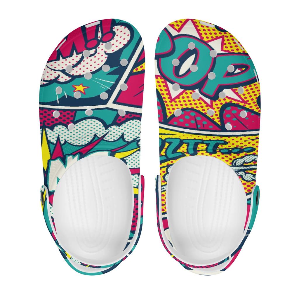 Unisex Printed EVA Clogs Breathable Lightweight Garden Shoes Slip On Beach Bathroom Pool Home Summer Wear Indoor Outdoor Use