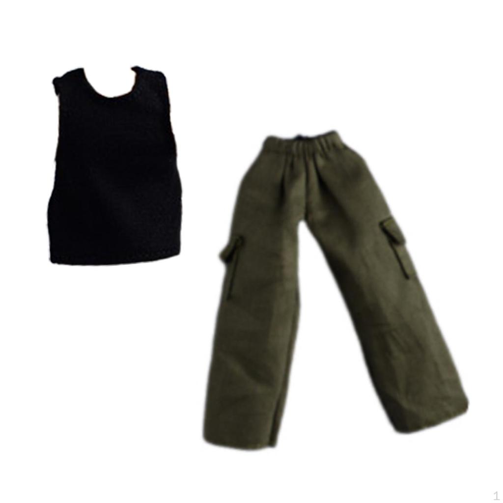 1/12 Doll Pants and Top Figure Clothes Cosplay Dress up Mini Wide Leg Long Pant for 6 inch Male