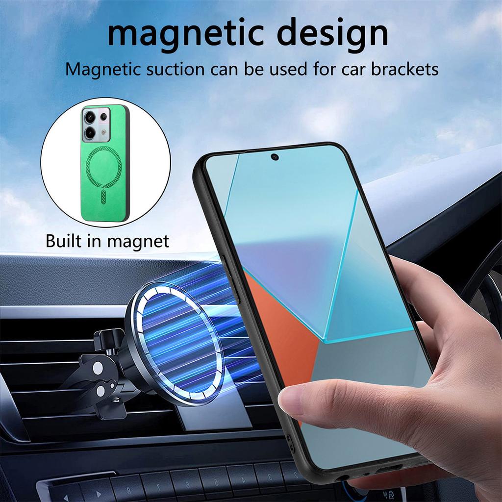 B1 For Xiaomi Poco X6 5G/Redmi Note 13 Pro 5G Leather Back Case Compatible with MagSafe Skin-Touch Phone Cover
