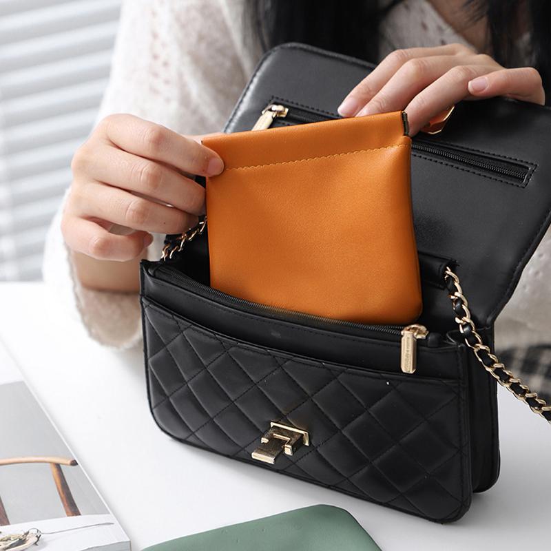 Pu Leather Makeup Storage Bag Waterproof Small Cosmetic Pouch Mini Short Wallet Bag Coin Purse Key Earbuds Credit Card Holder