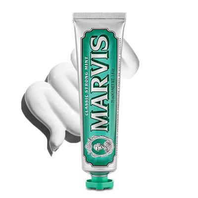 MARVIS Classic Strong Mint Extraordinarily Refreshing Peppermint Oral Made In 75ml Toothpaste, Flavor, Care, Italy,
