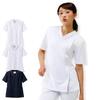 [Nursery] Multi-purpose Jacket (front Zipper Opening) Stretch Scrub Medical Uniform Women's M White X Navy (white Base) 9256204A
