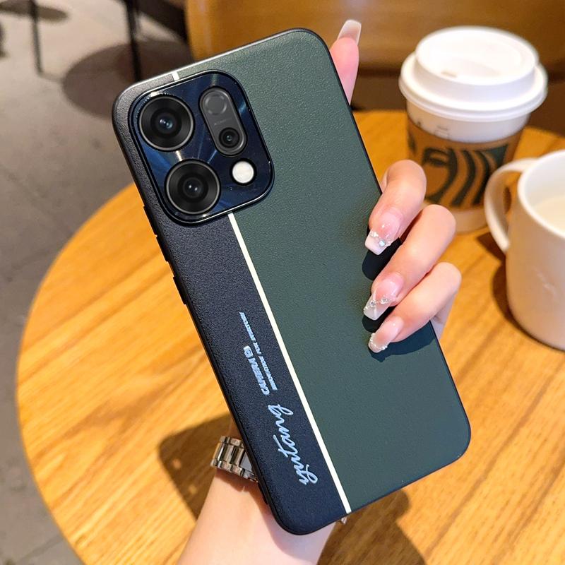 

Чехол из веганской кожи для Oppo Reno 14 / 14 Pro Новый светящийся флуоресцентный контрастный цвет с металлическим кольцом для камеры Oppo Reno14 зелёный