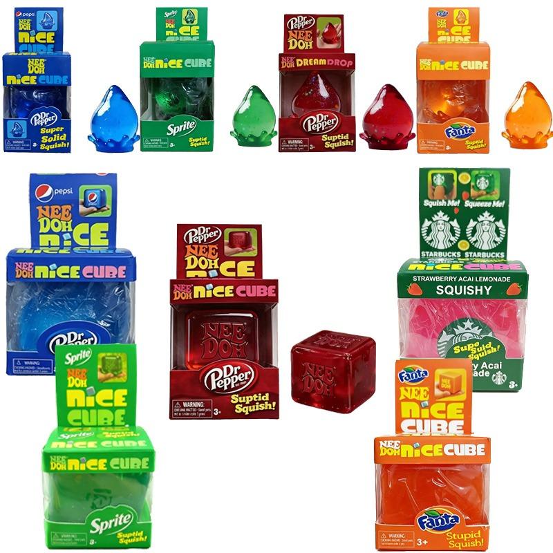 Bai Fen Bai Toys Needoh Sprite Cube & Drop Squishy Toy Colorful Stretchable Non-Toxic Anxiety Relief Adhd Fidget Sensory Toy For Kids Adults