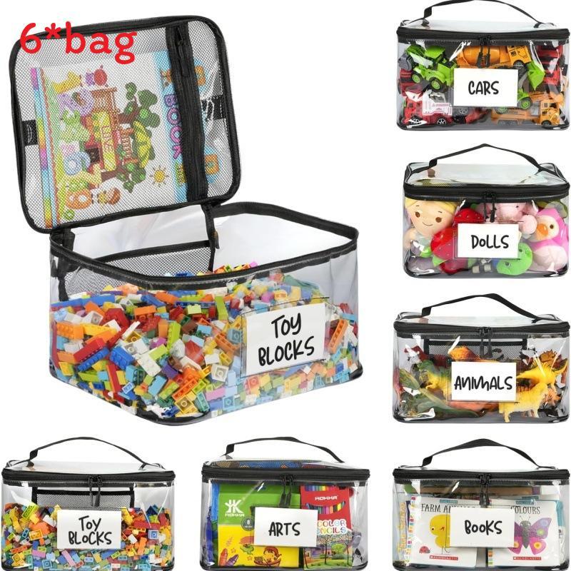 Storage Bag Large Capacity Kids Toy Organizer With Clear Pvc For Home Playroom
