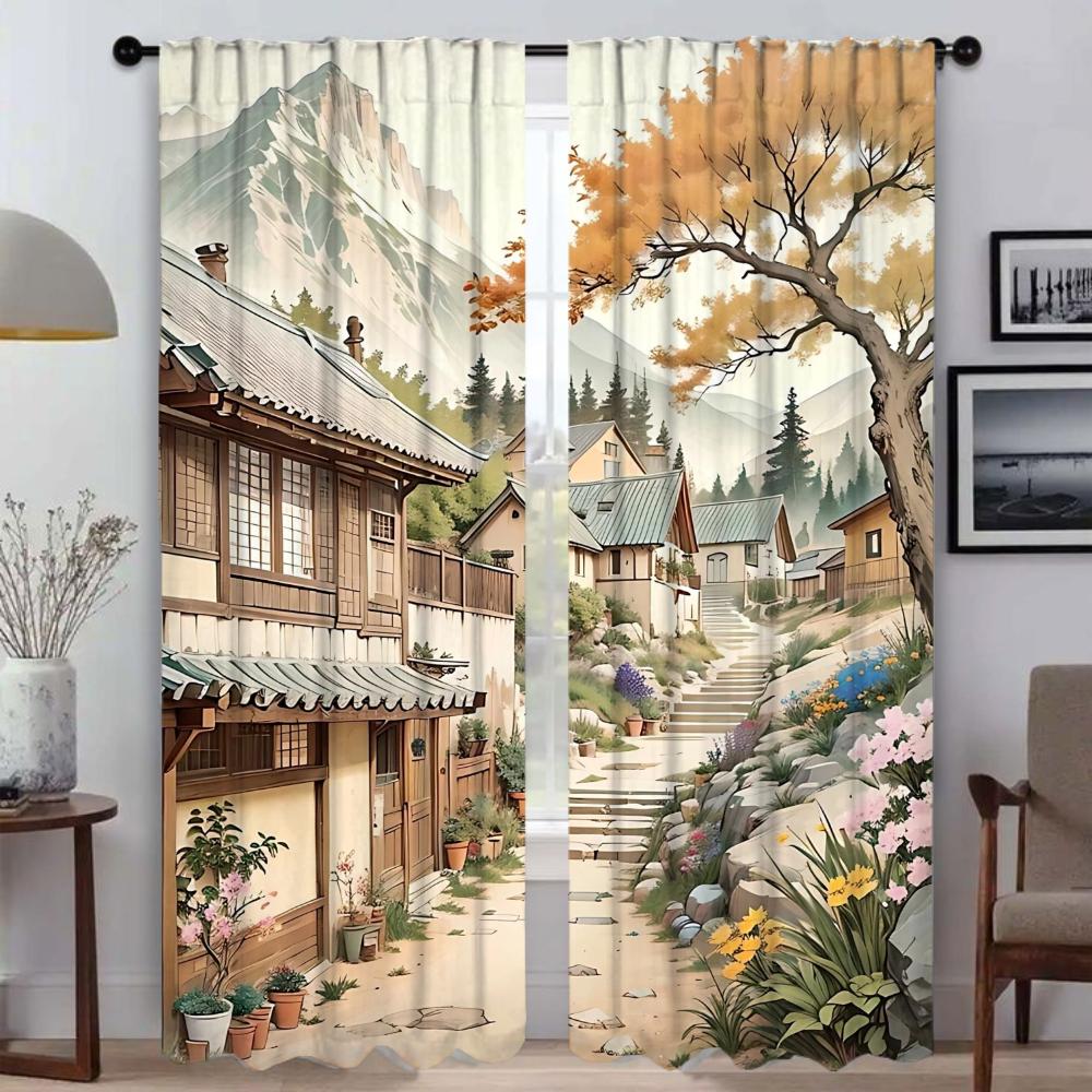 

Осенние дни противомоскитные шторы 2 шт тюль для спальни затемняющие шторы разделительные жалюзи домашний интерьер шторы комната W50xH70cmx2pcs-CL