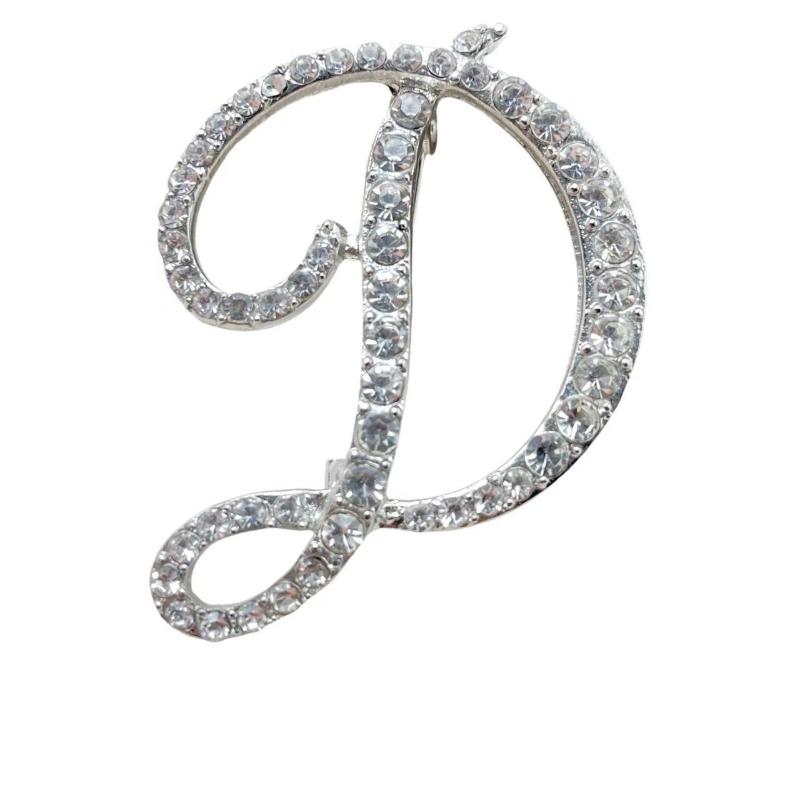 Fashion Alphabet Letter Brooch Pin Full Crystal Rhinestone Encrusted Minimalist Clothing Accessory For Women