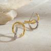 Fashion Two Tone Irregular Line Earrings 18K Gold Color Plated Stainless Steel Wrapped Hollow Earrings Women's Jewelry Gifts