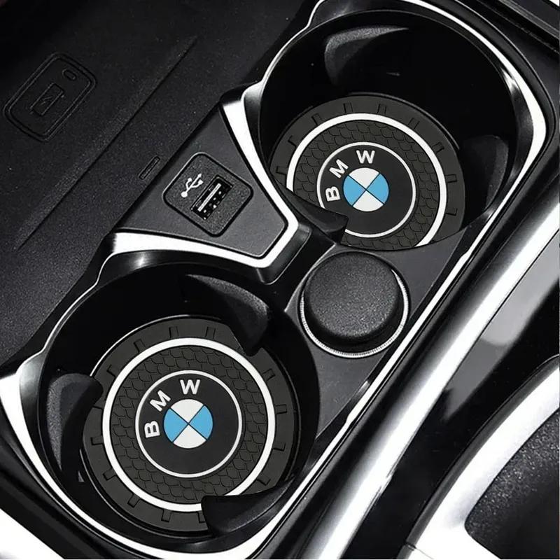 -2pc Car Cup Holder Coaster Non Slip Pad Mat Interior Decor Accessorie For Bmw E46 E90 E60 F10 F30 E39 E36 F20 E87 G30 E92 E91 X