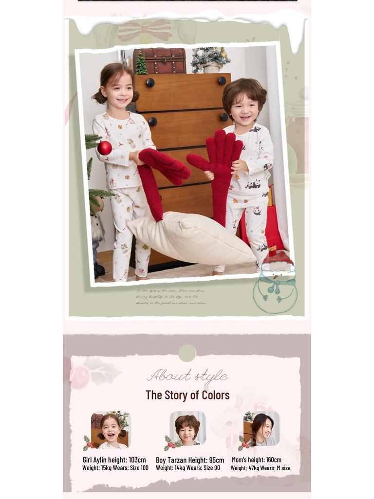An Dan Christmas Edition Children's Cotton Long-Sleeve Autumn Pajamas Set for Women