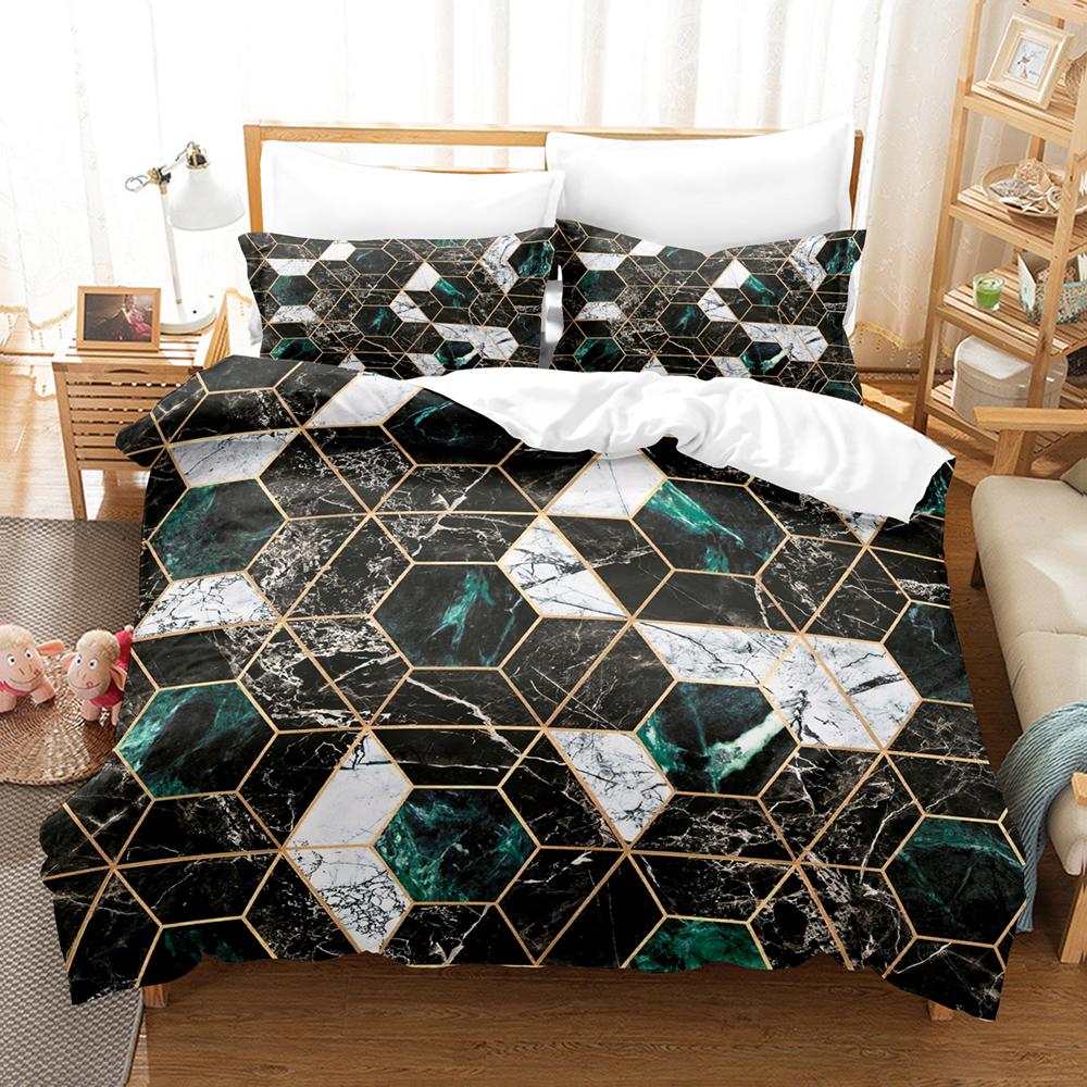 Golden Marble Pink Bedding Set 3d Duvet Cover Sets Comforter Bed Linen Twin Queen King Single Size Room Decor Kids Adult Modern