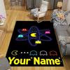Custom 1Pc Retro Pac Man Custom Name Flannel Personalized Rug Non Slip Floor Mat Soft Carpet for Living  Bedroom Office Home Decor Gift