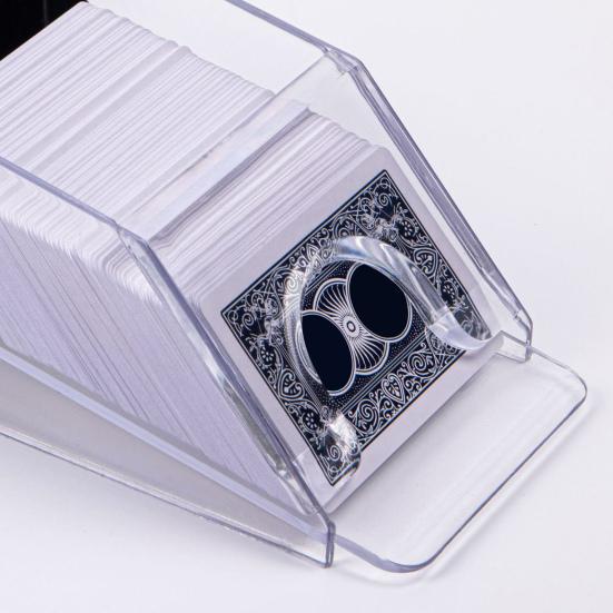Dispensador de cartas de pôquer portátil tamanho padrão, suporte para cartas, bandeja de descarte transparente, acessório para mesa de jogo de tabuleiro de cassino