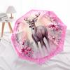 Christmas Reindeer Folding Umbrella-Fashionable Auto-Open Design 8 Iron Ribs Plastic Handle Foldable Sunshade,Perfect Gifts