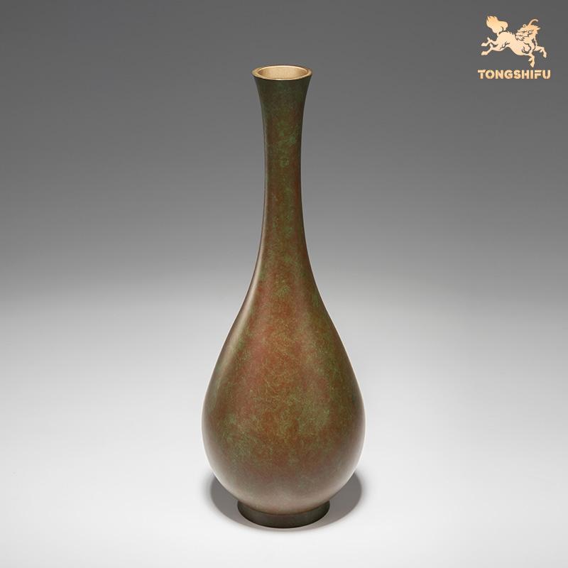 Vase Brass Material, Tabletop Ornament Simple and Modern New Chinese Style Suitable for Living Room Study Home Decoration Crafts
