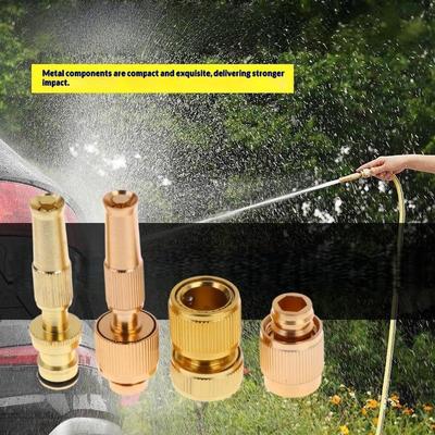 High Pressure Spray Nozzle 1 Set Brass Water Gun Quick Connector Direct Jet for Garden Cleaning Car Wash
