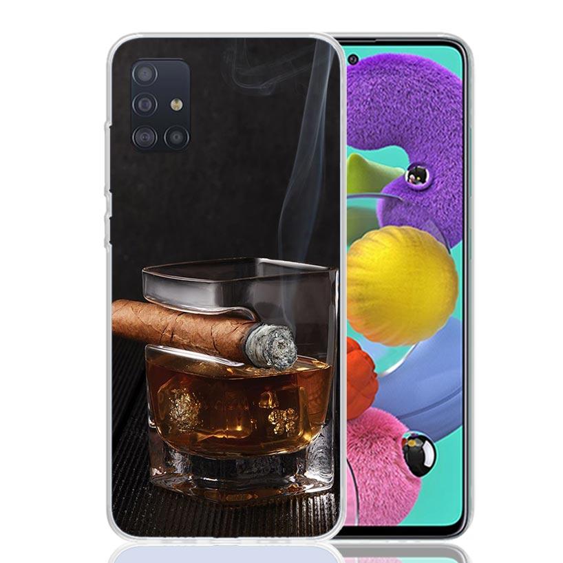Cigar Whiskey Ice Drink Phone Case For Samsung Galaxy A52 A32 A22 A12 A02S A50S A30S A51 A31 AA71 Note 20 Ultra 10 S10 Plus Gala