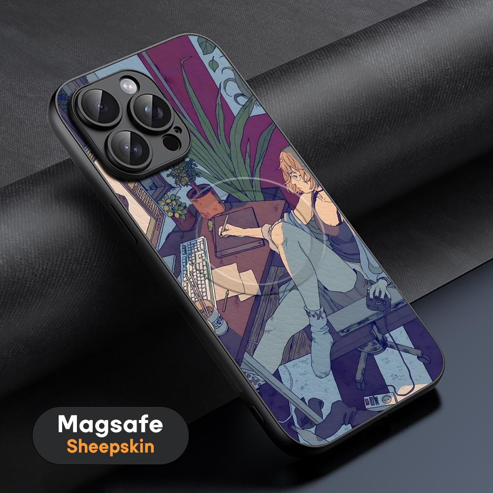 Art Lonomycin Style Popular Phone Case For iPhone 17 16 15 14 13 12 11 Plus Pro Max  High-end Luxury Magsafe Sheepskin