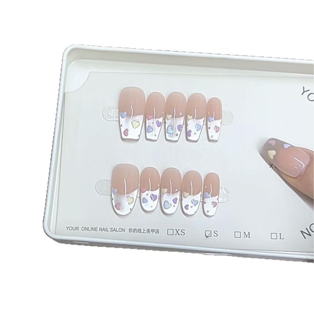 Pure Handmade Phototherapy Wearer Color Beating Heart Cat Eye Style Reusable Nail Patch