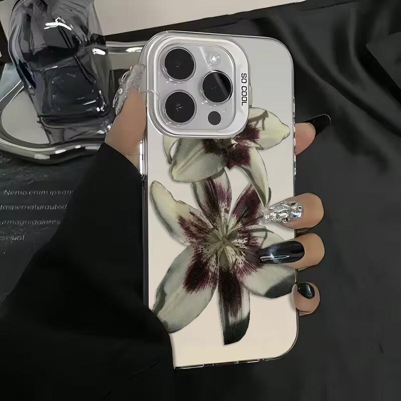 

Oil Painting Lily Flower Retro Pattern Phone Case For iPhone 17 Air Pro Max 16 15 14 13 12 11 Pro 16 Plus Mini Shockproof Cover iPhone 13 Mini
