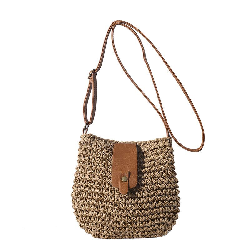 

Ladies Fashion Bag Fashionable Beach Messenger Purse Woven Shoulder Handbag Woven Summer Straw Bag For Holiday Beach Shopping верблюд