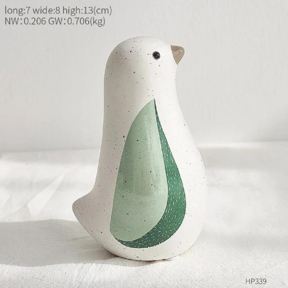 Cute Ins Style Small Fresh Ceramic Animal Bird Ornaments Room Desktop Cross-Border Craft Gifts Soft Decorations