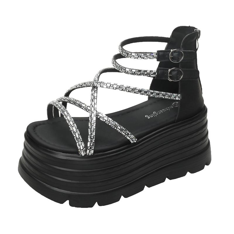 Fashion 2025 Designers Women Summer Sandals Open Toe Platform Wedge Sneakers Women Casual Shoes Beach Sandálias Das Mulheres 8CM