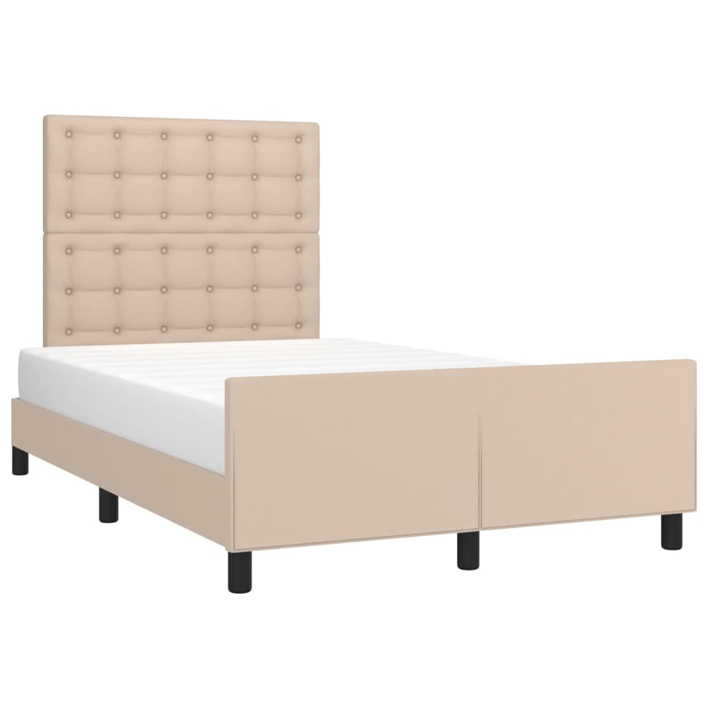 Bed Frame with Headboard Cappuccino Brown 120 x 200 cm Faux Leather