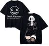 2026 Summer Nier Automata 2B Double Sided Emil Logo Anime Print Black T Shirt Unisex Loose Y2K Streetwear Women And Men T Shirt
