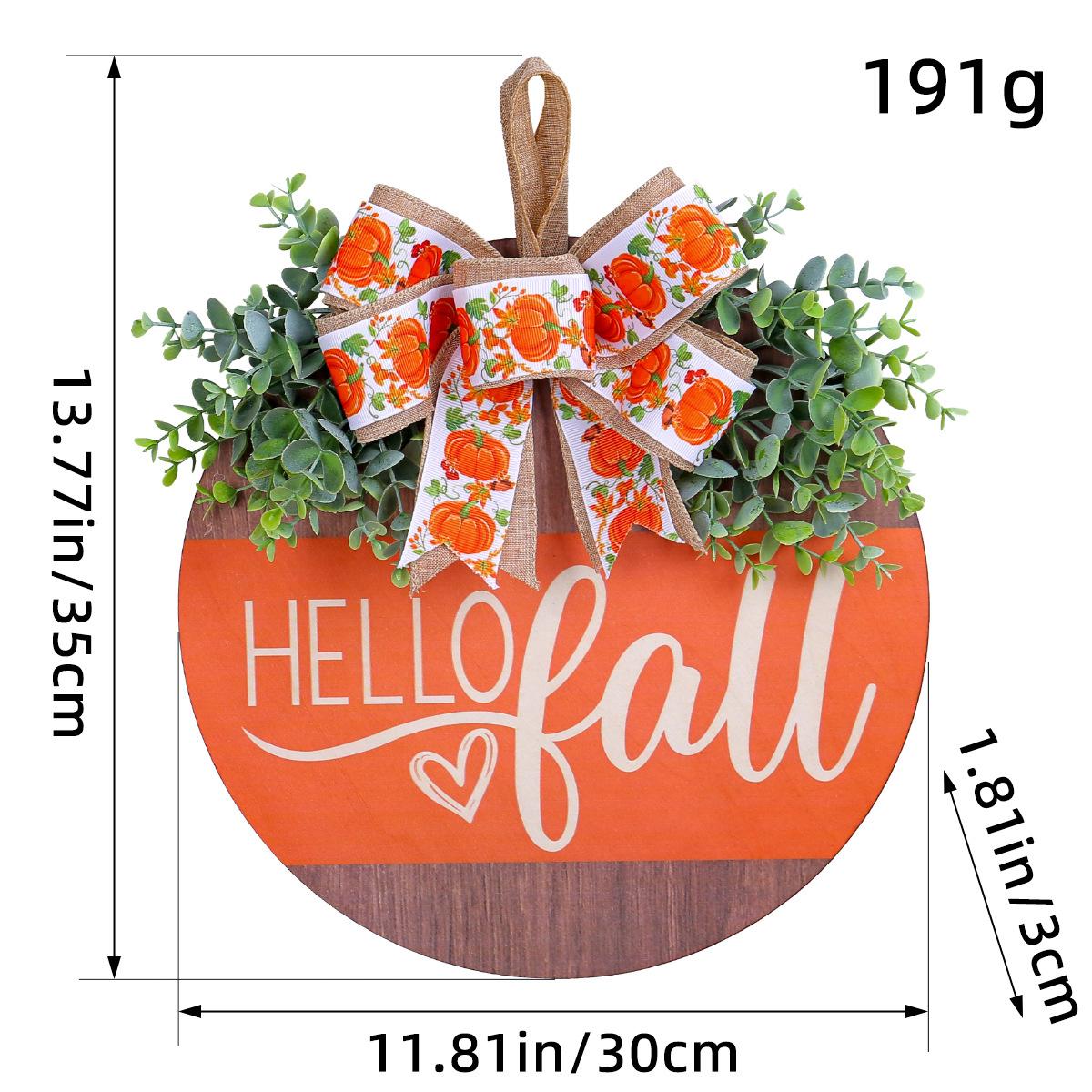 

Harvest festival decor Front door garland, Autumn decor Wooden house number pendant with Pumpkin bow, decorative wreaths 30cm