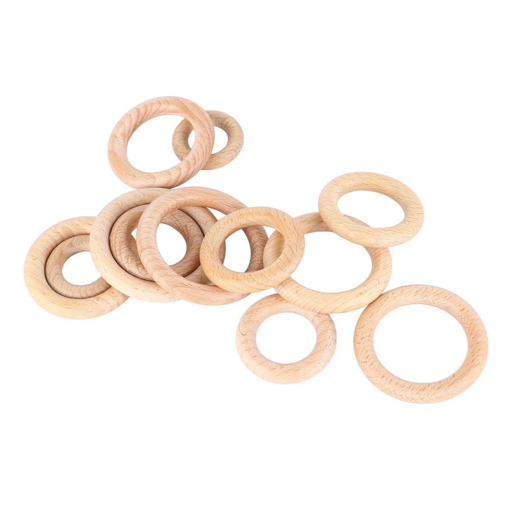 12Pcs Wooden Rings 6 Different Sizes Natural Wood Rings Unfinished Wooden Rings for Crafts Macrame