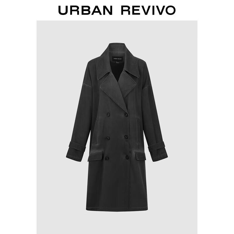 

UR 2025 Autumn Double-Breasted Loose Long Windbreaker Coat S (XS-S)