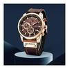 Men's Leather Strap Military Watch Men's Chronograph Waterproof Sports Wrist Date Quartz Watch Gift (Gold Brown), Gold Brown, Chronograph, Quartz