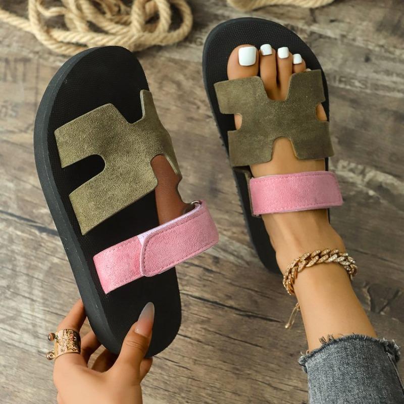 Large size platform slippers women's summer new style Velcro lightweight outer wear Zhuotian sandals