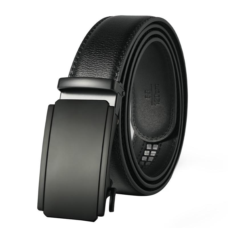 Men s Genuine Cowhide Leather Automatic Buckle Belt - Popular New Style 115 cm