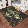 Ornate golden cross design carpet Yoga living room room decor children's crawling mat doormat area rug games mat