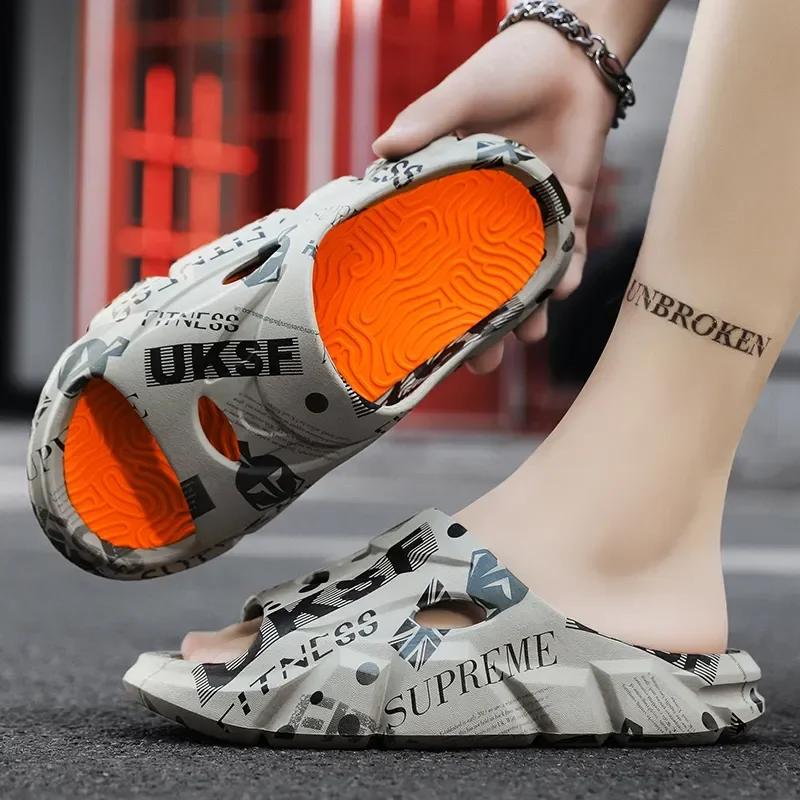 Summer Men's Massage Light EVA Slippers Indoor Outdoor Beach Casual Slides Shoes Soft Sole Flip-flops Cool Sandals Clogs